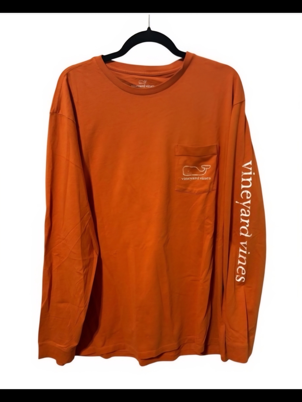 Vineyard Vines XXL Orange Long-Sleeve Pocket Tee with Sleeve Logo
